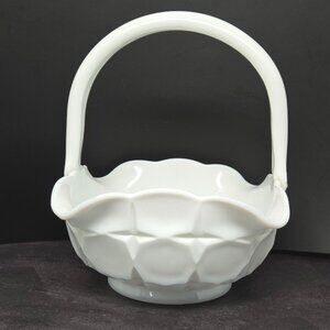 Vintage Indiana Glass Constellation Pattern Milk Glass Basket